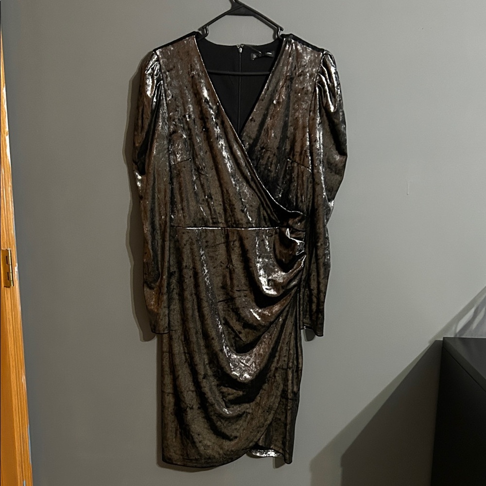 INC International Concepts Shimmering Black Long Sleeve Dress